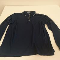 polo a maniche lunghe con zip blu scuro taglia M 