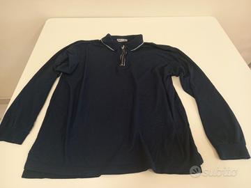 polo a maniche lunghe con zip blu scuro taglia M 