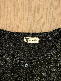 Cardigan nero e argento a manica lunga Tezenis