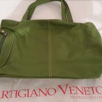 Borsa in pelle verde Artigiano Veneto nuova