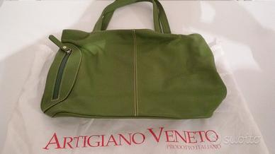 Borsa in pelle verde Artigiano Veneto nuova