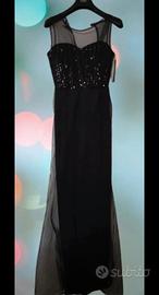 vestito elegante lungo nero con paillettes 