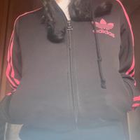 Felpa Adidas zip blark/pink slim fit