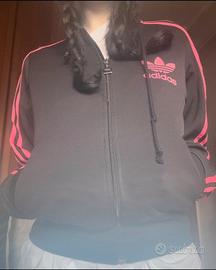 Felpa Adidas zip blark/pink slim fit