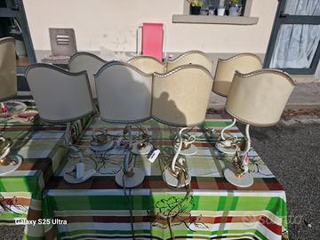  lampade vintage da tavolo in metallo e paralume