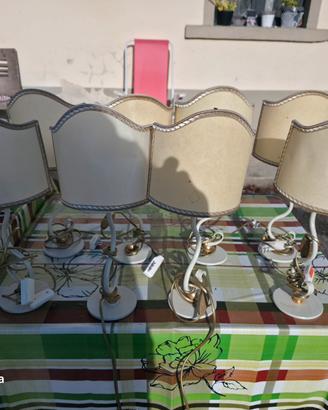  lampade vintage da tavolo in metallo e paralume