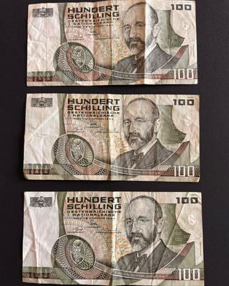 Lotto 3 Banconote Austria - 100 Scellini 1984
