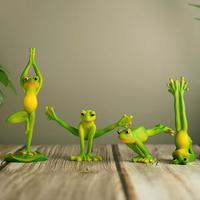 Set di 4 Rane Yoga in Resina