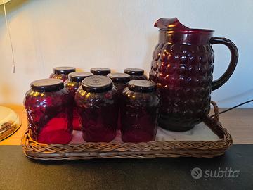 Servizio Vintage Vetro Rosso Rubino Anni '60/'70 