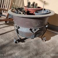 fioriera paiolo vecchio di rame 