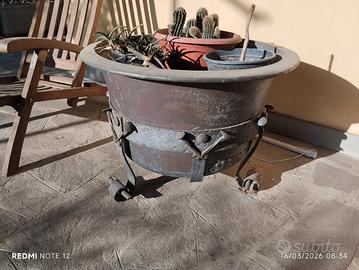 fioriera paiolo vecchio di rame 