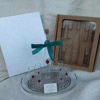 serv. liq. vetro soff.+vassoio vetro e argento