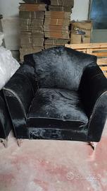 Poltrona Glamour in Cavallino Nero e Acciaio