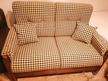 Divano 2 Posti Stile Rustico / Legno con Cuscini 