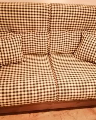 Divano 2 Posti Stile Rustico / Legno con Cuscini 