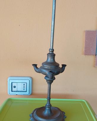 ANTICA LAMPADA AD OLIO IN BRONZO INIZIO SECOLO