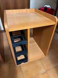 Carrellino con ruote porta pc e stampante