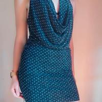 vestito corto, nero con brillantini argento