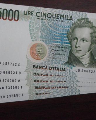 Lotto Banconote 5000 Lire Bellini FDS