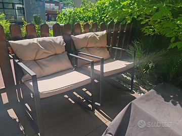 Set 4 sedie in alluminio con cuscini