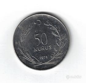 Moneta, Turchia, 50 Kurus, Rep. di Turchia 1971