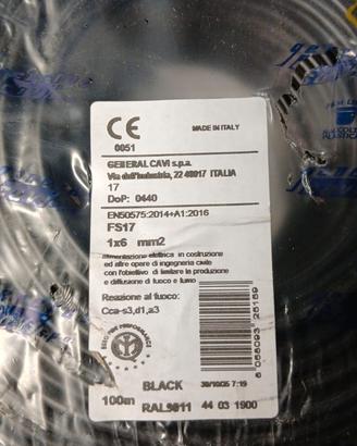 Filo elettrico DIAM 6 mmq Mt 200