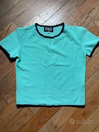 Top Crop Dolce & Gabbana Verde Acqua 100% Cotone