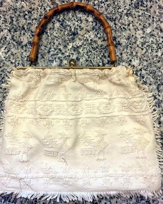 Borsa vintage di cotone cucita a mano con disegni