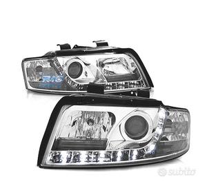 FARI PER AUDI A4 B6 00-04 LUCE LED DIURNA FONDO CR