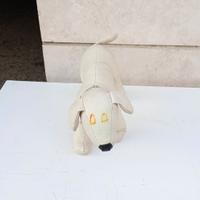 Manichino cane in piedi vera pelle panna latte