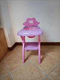 seggiolone bambole, set pappa e vasino