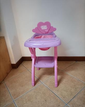 seggiolone bambole, set pappa e vasino