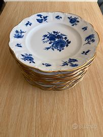 12 Piattini Vintage Durken blu e oro anni 50