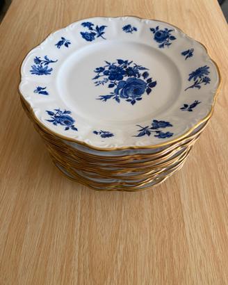 12 Piattini Vintage Durken blu e oro anni 50