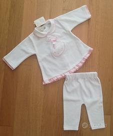 Completo due pezzi in ciniglia per neonata