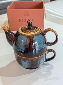 Set Teiera Tea for One Egizia ceramica smaltata 