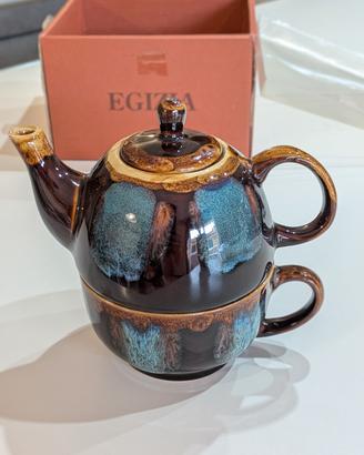 Set Teiera Tea for One Egizia ceramica smaltata 