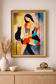 Quadro Donna con Gatto