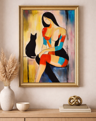 Quadro Donna con Gatto