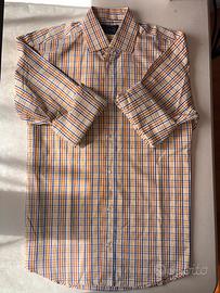Camicia Vintage a quadri gialla e blu 100% cotone