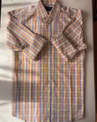 Camicia Vintage a quadri gialla e blu 100% cotone