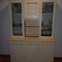 Credenza legno massello e vetro panna