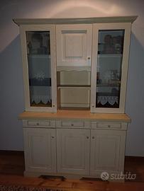 Credenza legno massello e vetro panna