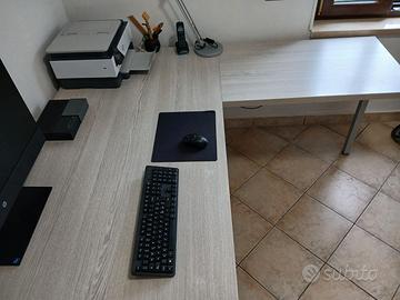 SCRIVANIA PROFESSIONALE CON ALLUNGO COLOR ROVERE