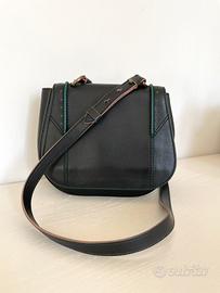 Borsa a tracolla nera vera pelle