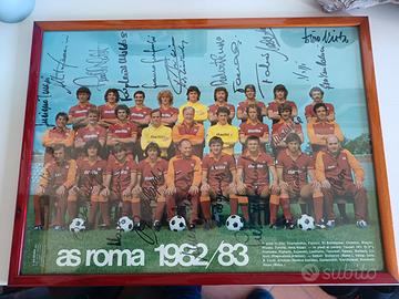 Quadro Giallo Rosso AS Roma 1982-1983 autografi  