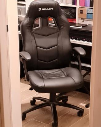 Sedia Gaming Ufficio Skiller in metallo e ecopelle