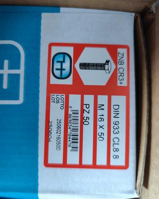 Bulloni M16x50 DIN 933 Classe 8.8 (Zinco Bianco CR