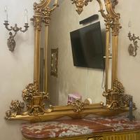 Specchieta in foglia oro completa di mobile