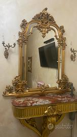 Specchieta in foglia oro completa di mobile